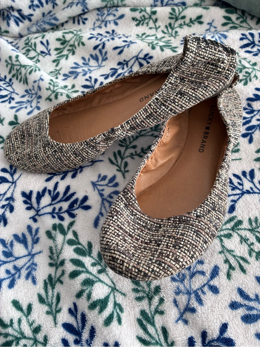 Lucky Brand Tweed Ballet Flats in Black, White, and Brown